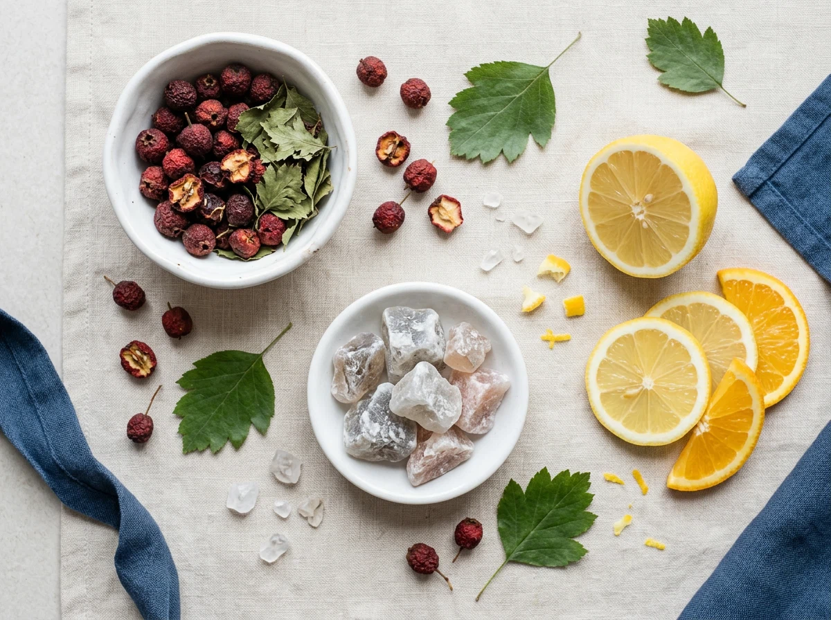 Heart supplement with plant extracts and vitamins: hawthorn, magnesium and citrus ingredients